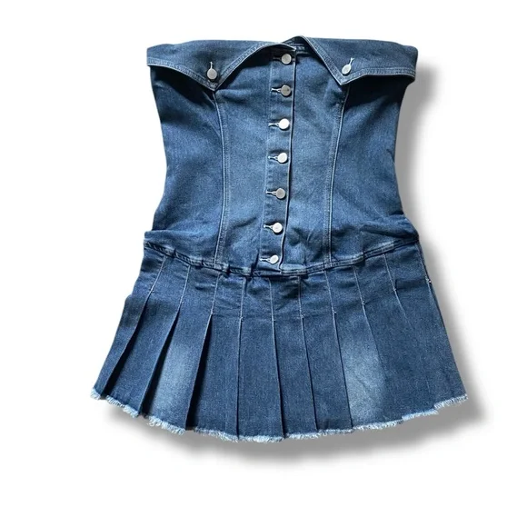 white christmas dresses Generation Kiss Studded Denim Flared Mini Dress main image 1